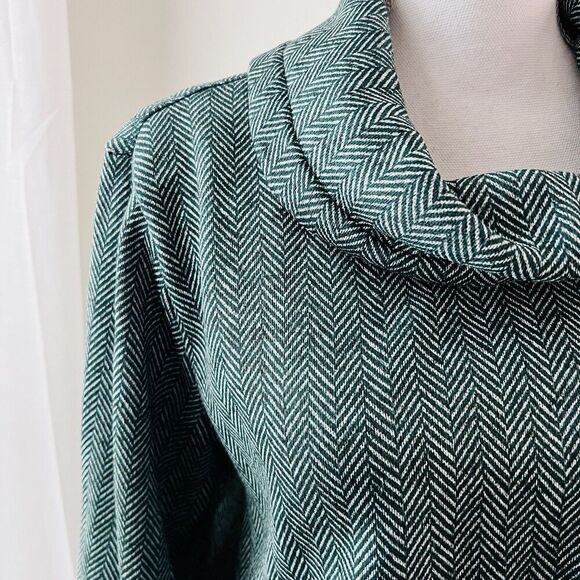 Lands End Soft Cozy Turquoise Cowlneck Fleece Tunic Sweater Tulip Hem Size Large - Picture 3 of 11